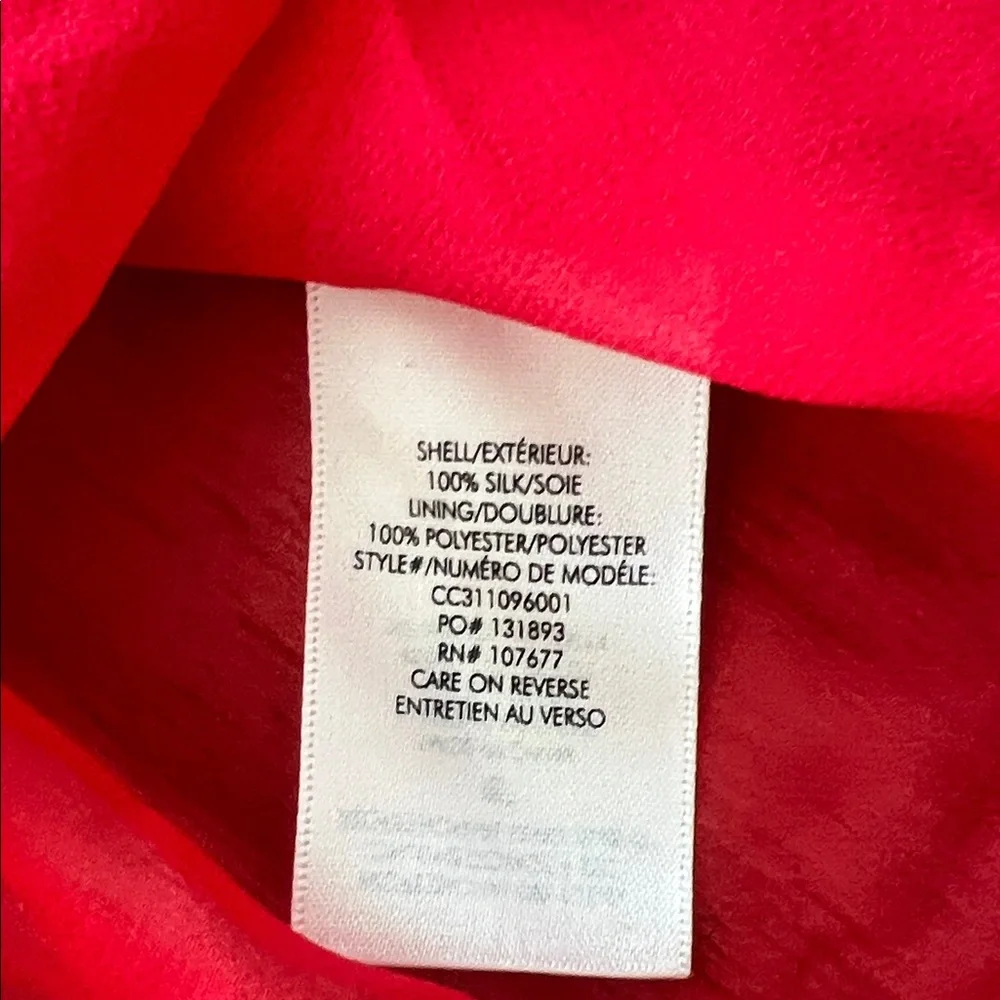 Alice + Olivia Sheer Button Down Blouse Red Silk - Picture 4 of 6